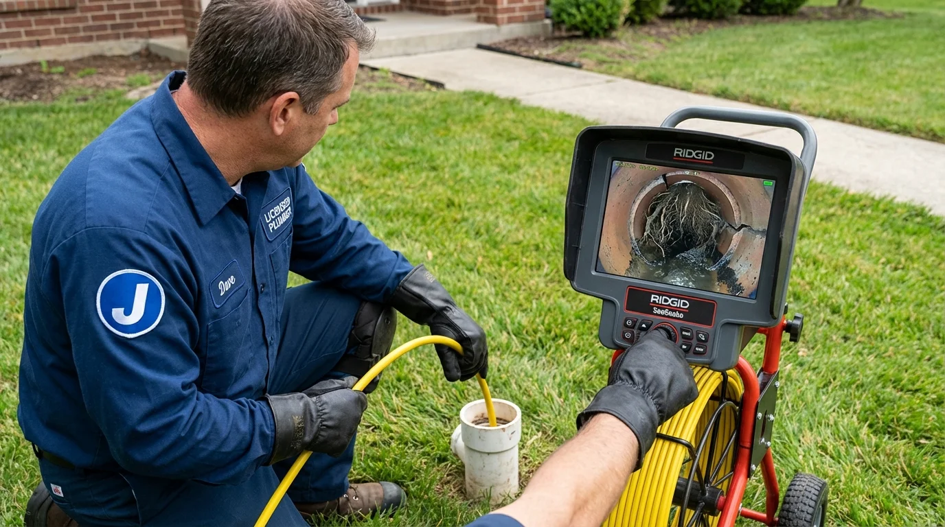 Sewer camera inspection being performed by Johns Plumbing LLC in Glasco