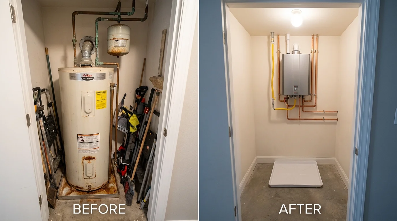 Tank water heater versus wall-mounted tankless unit comparison for Glasco, NY homeowners